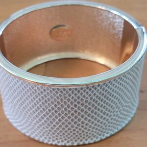 Ted Rossi NYC Reptile Snakeskin Wide Cuff Bracelet Gold Hinged Exotic